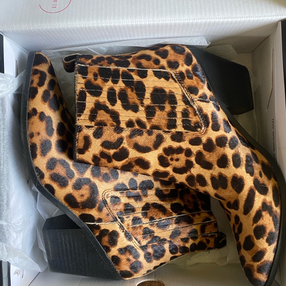 Nine West Brown and Black Ankle Booties with Chunky Heel